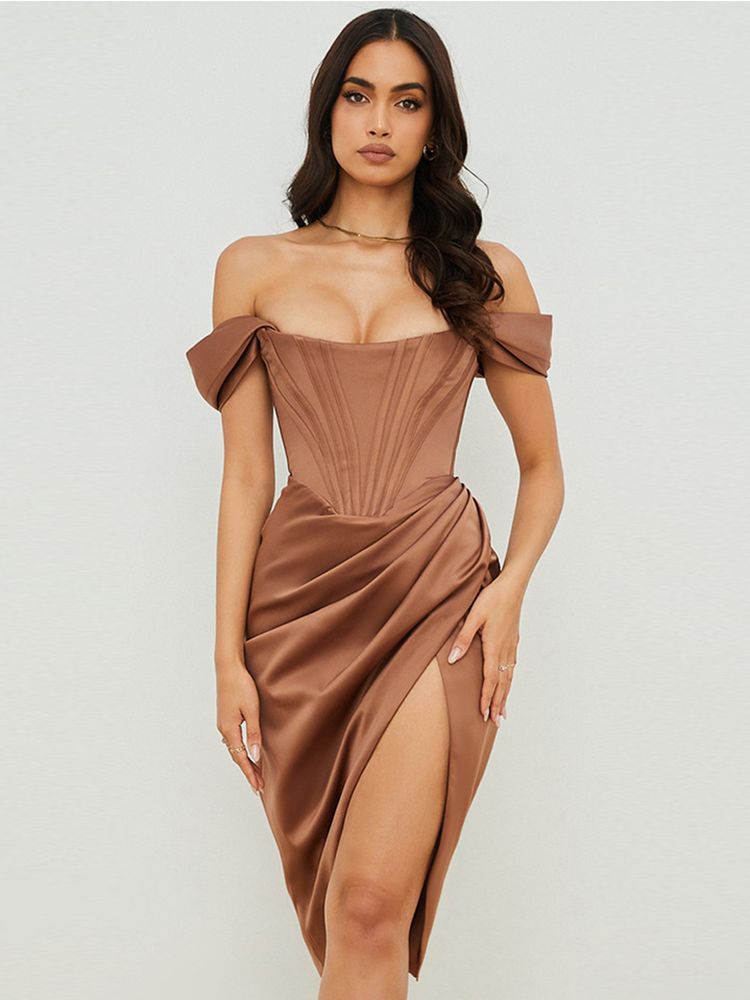High Quality Satin Bodycon Dress - Sabreeonline