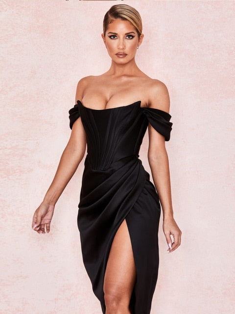 High Quality Satin Bodycon Dress - Sabreeonline
