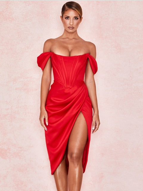High Quality Satin Bodycon Dress - Sabreeonline