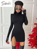 Long Sleeve Bodycon Mini Dress - Sabreeonline