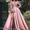 Long Party Elegant Lace Split Satin Maxi Dress - Sabreeonline