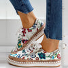 Floral Printed Lace-Up Female Flat Shoes Sneakers - Sabreeonline