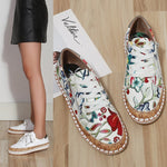 Floral Printed Lace-Up Female Flat Shoes Sneakers - Sabreeonline