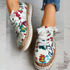 Floral Printed Lace-Up Female Flat Shoes Sneakers - Sabreeonline