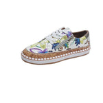 Floral Printed Lace-Up Female Flat Shoes Sneakers - Sabreeonline