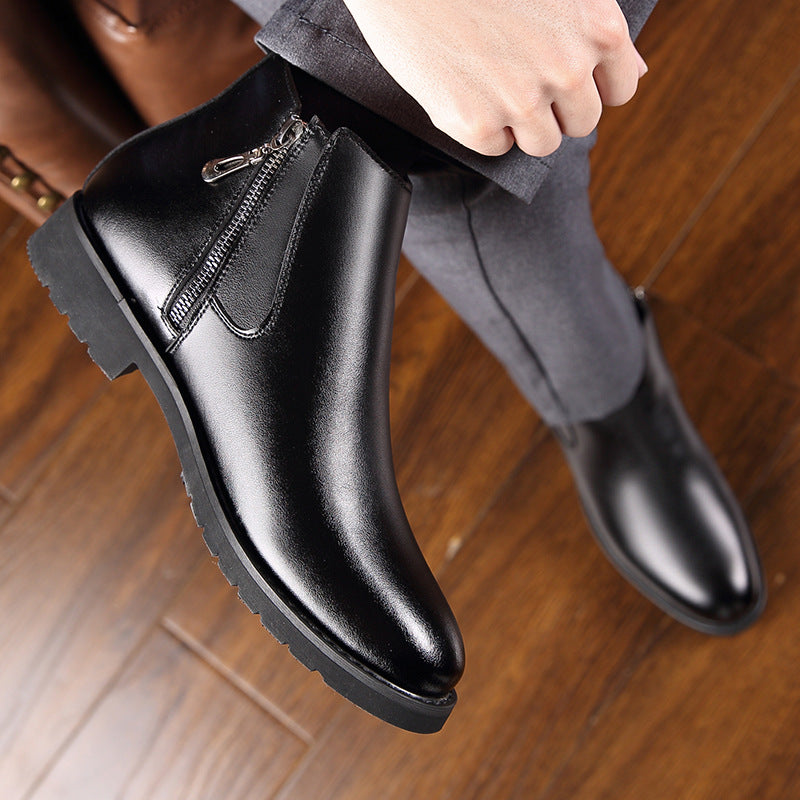 Genuine Leather Chelsea Boots Men Fashion Zipper Ankle Boots - Sabreeonline