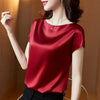 Satin Short Sleeve Blouse - Sabreeonline