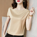 Satin Short Sleeve Blouse - Sabreeonline
