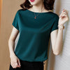 Satin Short Sleeve Blouse - Sabreeonline