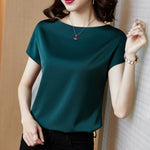 Satin Short Sleeve Blouse - Sabreeonline