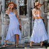 Ladies V-neck Striped Split Irregular Bohemian - Sabreeonline
