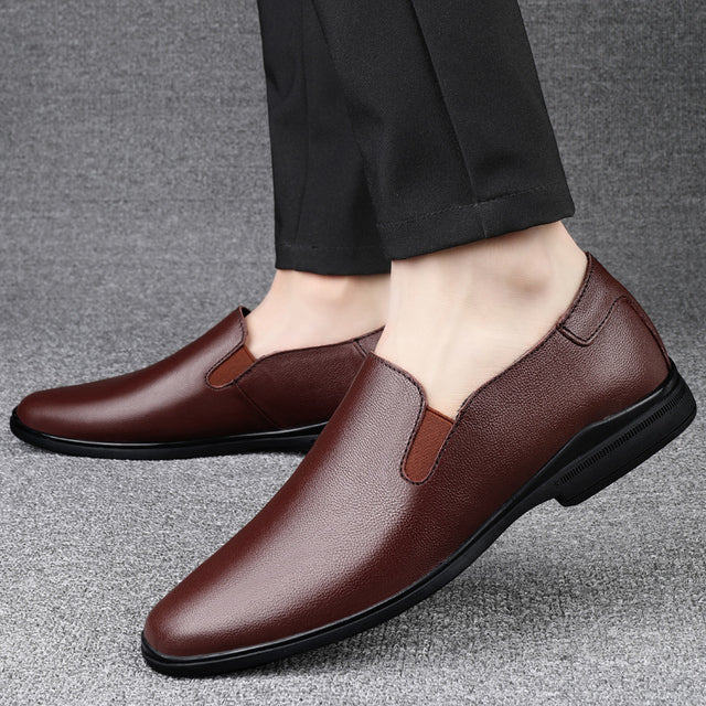 Genuine Leather Men Casual Shoes Luxury Brand Shoes Breathable Slip on Lazy Driving Shoes High-end offce fashion shoes - Sabreeonline