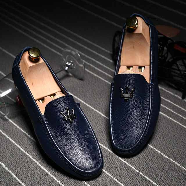 Mens Shoes Casual Brands Slip On Formal Luxury Shoes Men Loafers Moccasins Genuine Leather Driving Shoes - Sabreeonline