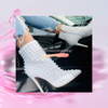 Sexy Rivets Short Boots Pointed Toe High Heels - Sabreeonline